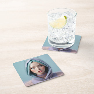 Dessous-de-verre Carré En Papier Femme d'art de sable faciale