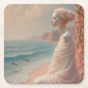 Dessous-de-verre Carré En Papier Femme éthérée sur Dreamy Beach