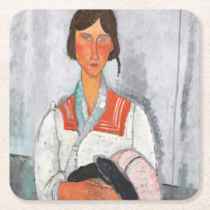 Dessous-de-verre Carré En Papier Femme gitane avec bébé, Modigliani