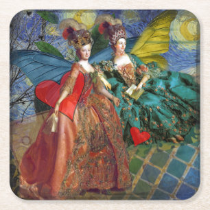 Dessous-de-verre Carré En Papier Femme Papillon Capricieuse Gémeaux Gothique Classi