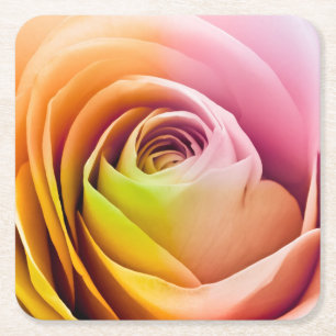 Dessous-de-verre Carré En Papier Fermez-vous des pétales de rose colorés