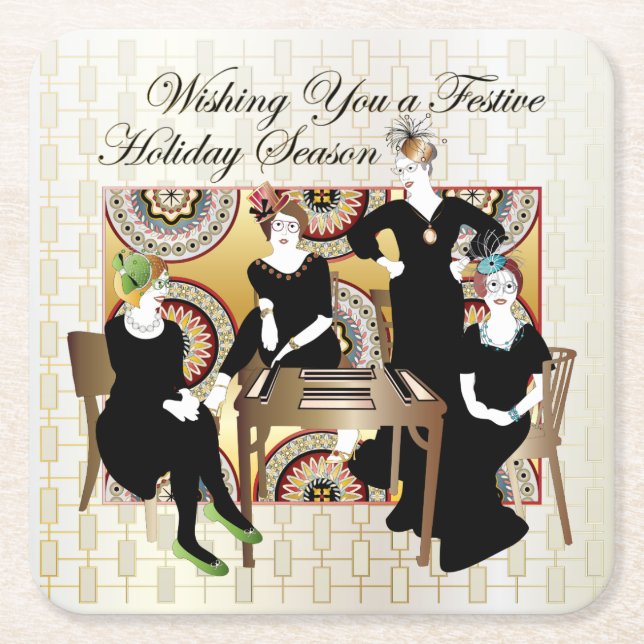 Dessous-de-verre Carré En Papier Festival Mah Jongg (Devant)