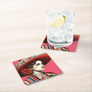 Dessous-de-verre Carré En Papier Festive Fiesta Vintage Mexicaine Fête de la Femme