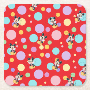 Dessous-de-verre Carré En Papier Fête bébé Mickey Mouse pois rouges