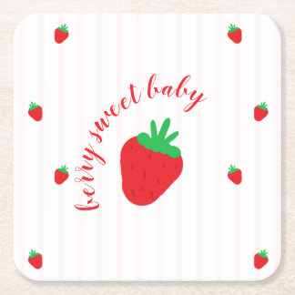 Dessous-de-verre Carré En Papier Fête bébé très sucrée aux fraises