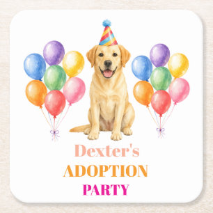 Dessous-de-verre Carré En Papier Fête d'adoption Jour de surprise Labrador Chien An