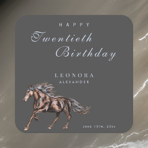 Dessous-de-verre Carré En Papier Fête d'anniversaire Cheval Mystique Aquarelle