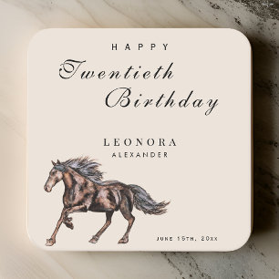 Dessous-de-verre Carré En Papier Fête d'anniversaire Cheval Mystique Aquarelle