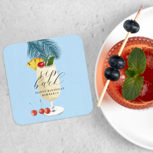 Dessous-de-verre Carré En Papier Fête d'anniversaire Cocktail Cerise Pina Colada