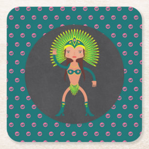 Dessous-de-verre Carré En Papier Fête d'anniversaire de fille de Samba brésilienne