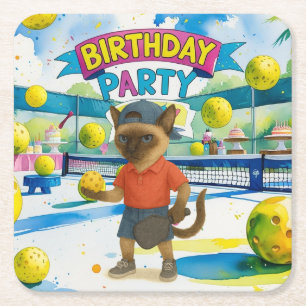Dessous-de-verre Carré En Papier Fête d'anniversaire de Pickleball