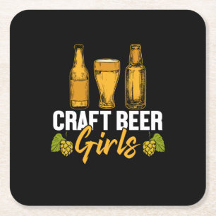 Dessous-de-verre Carré En Papier Fête d'anniversaire des filles amateur de bière ar