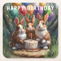 Fête d'anniversaire des lapins de bois