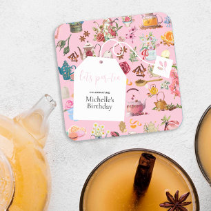 Dessous-de-verre Carré En Papier Fête d'Anniversaire du Printemps rose de Par Tea