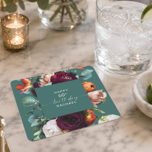 Dessous-de-verre Carré En Papier Fête d'anniversaire élégante automnale florale sar