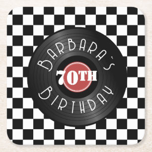 Dessous-de-verre Carré En Papier Fête d'anniversaire sur le thème Rock N Roll de to