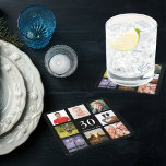 Dessous-de-verre Carré En Papier fête de 30e anniversaire noir photo collage mec<br><div class="desc">Un dessous de verre pour une fête de 30ème anniversaire pour un type,  célébrant sa vie avec un collage de 8 de vos propres photos. Modèles pour l'âge de 30 ans et une date. Date de naissance ou date de la fête. Lettres de couleur blanche. Arrière - plan noir.</div>