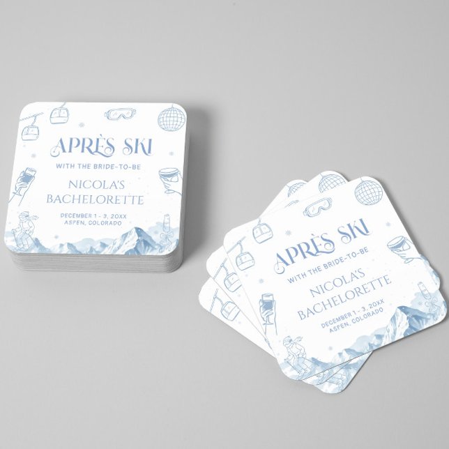 Dessous-de-verre Carré En Papier Fête de Bachelorette d'Après-Ski d'Hiver Dessinée  (Créateur téléchargé)