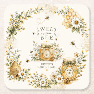 Dessous-de-verre Carré En Papier Fête de bébé abeille douce comme peut être abeille