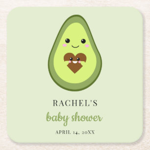 Dessous-de-verre Carré En Papier Fête de bébé Avocat Enceinte Kawaii Mignonne