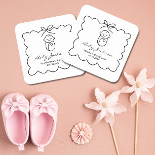 Dessous-de-verre Carré En Papier Fête de Bébé Moderne et Douce Bébé de Genre Neutre
