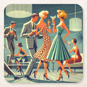 Dessous-de-verre Carré En Papier Fête de cocktail de danse Martini moderne du milie