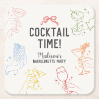 Fête de cocktails colorés Rétro enterrement de vie