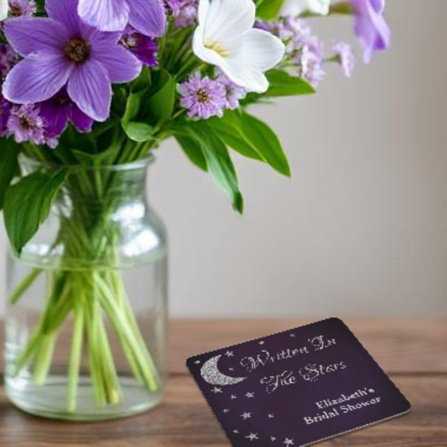 Dessous-de-verre Carré En Papier Fête de Fiançailles Écrit Dans Les Étoiles (Créateur téléchargé)