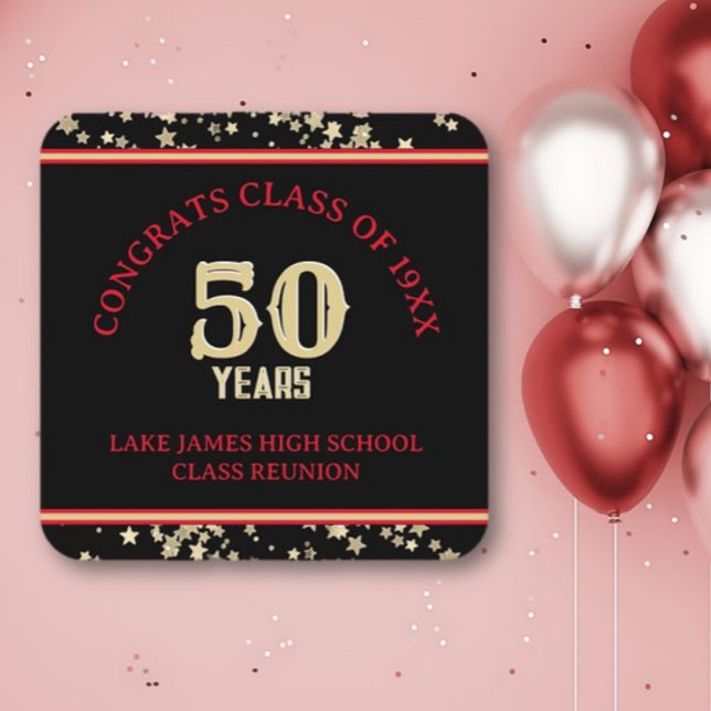 Dessous-de-verre Carré En Papier Fête de la 50ème Classe Réunion (Créateur téléchargé)