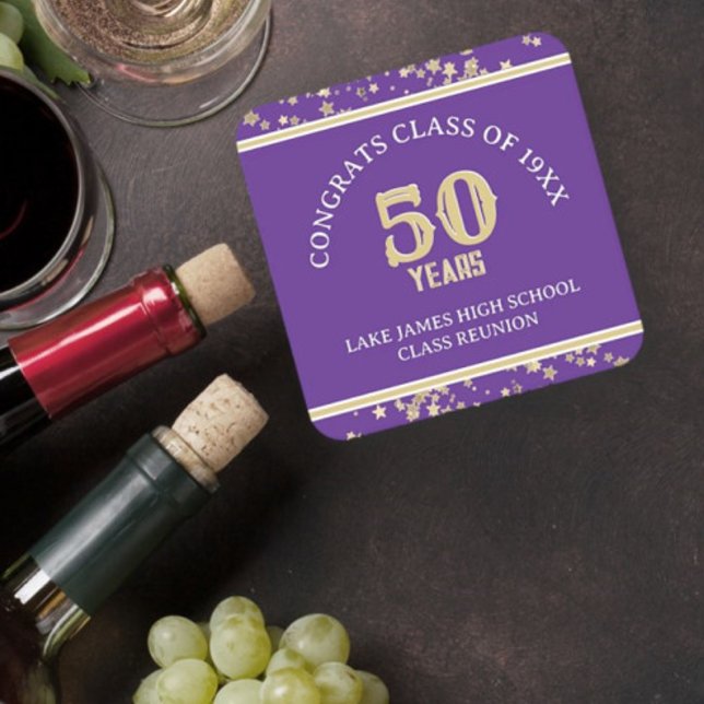 Dessous-de-verre Carré En Papier Fête de la 50ème Classe Réunion (Créateur téléchargé)