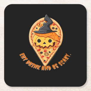 Dessous-de-verre Carré En Papier Fête de la Pizza Halloween Chapeau de Sorcière de