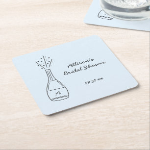 Dessous-de-verre Carré En Papier Fête de mariage avec bouteille de champagne qui sa