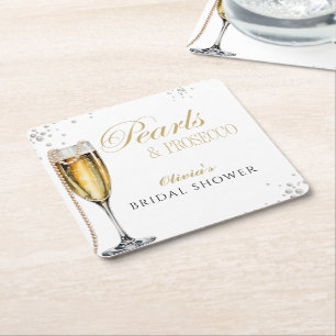 Dessous-de-verre Carré En Papier Fête de mariage avec perles et Prosecco, Brunch de