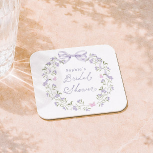 Dessous-de-verre Carré En Papier Fête de mariage champêtre Cottagecore aux fleurs s