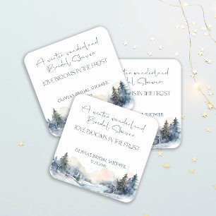 Dessous-de-verre Carré En Papier Fête de mariage champêtre en forêt hivernale