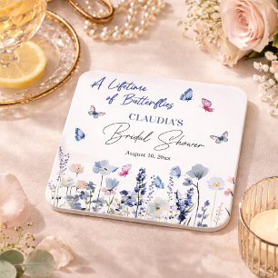 Dessous-de-verre Carré En Papier Fête de mariage champêtre papillons jacinthes