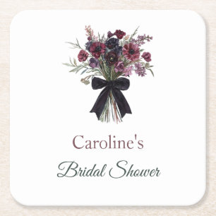 Dessous-de-verre Carré En Papier Fête de mariage fleurs rouges