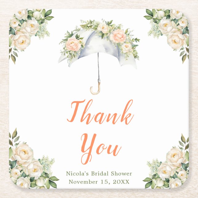 Dessous-de-verre Carré En Papier Fête de Mariage Parapluie Floral (Devant)
