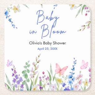 Dessous-de-verre Carré En Papier Fête de naissance Floral Spring Baby in Bloom