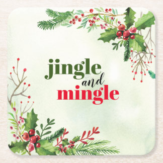 Dessous-de-verre Carré En Papier Fête de Noël de Jingle et Mingle