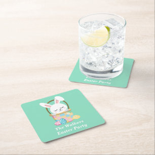 Dessous-de-verre Carré En Papier Fête de Pâques personnalisée Joyeuses Pâques Vert