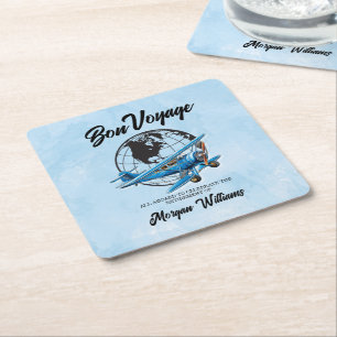 Dessous-de-verre Carré En Papier Fête de retraite Bon voyage Globe de voyage Avion