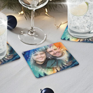 Dessous-de-verre Carré En Papier Fête de vacances de photo des aurores boréales gay
