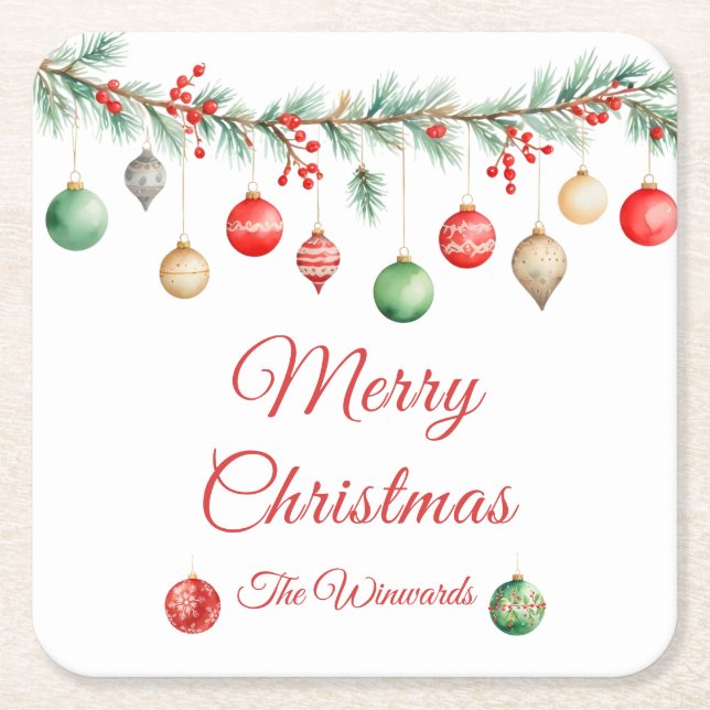 Dessous-de-verre Carré En Papier Fête d'échange ornement de Noël Garland (Devant)