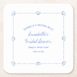 Dessous-de-verre Carré En Papier Fête des mariées Coquillages à main et cloches Mar