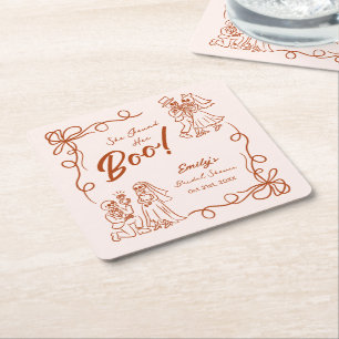 Dessous-de-verre Carré En Papier Fête des mariées d'Halloween Whimsical dessinée à 