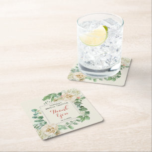 Dessous-de-verre Carré En Papier Fête des mariées fleurie classique Boho Rose