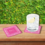 DESSOUS-DE-VERRE CARRÉ EN PAPIER FÊTE DES MARIÉES TALAVERA ROSE<br><div class="desc">Belles fleurs de Talavera mexicaines roses</div>