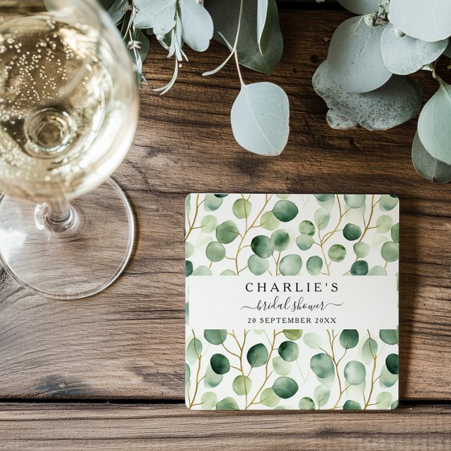 Dessous-de-verre Carré En Papier Fête des mariées verdoyante moderne et élégant (Créateur téléchargé)