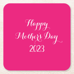 Dessous-de-verre Carré En Papier Fête des mères rose blanc Couleur personnalisée co